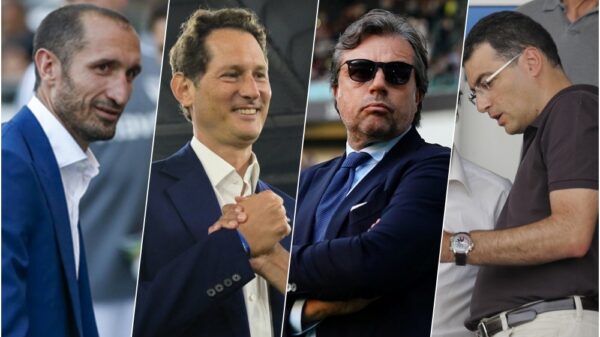 Juve, Chiellini, Elkann, Giuntoli, Comolli